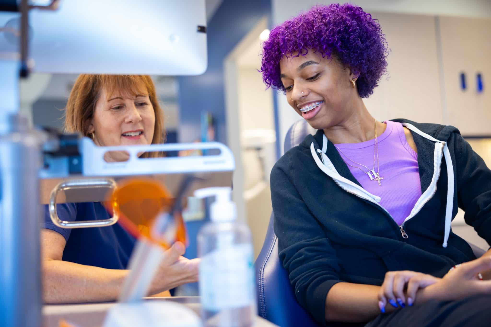 Patient receiving orthodontic treatment at Petrous Orthodontics in Royal Oak, MI